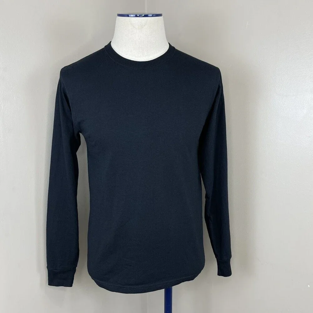 Russell Athletic Mens Small Black Long Sleeve Cotton T-Shirt
